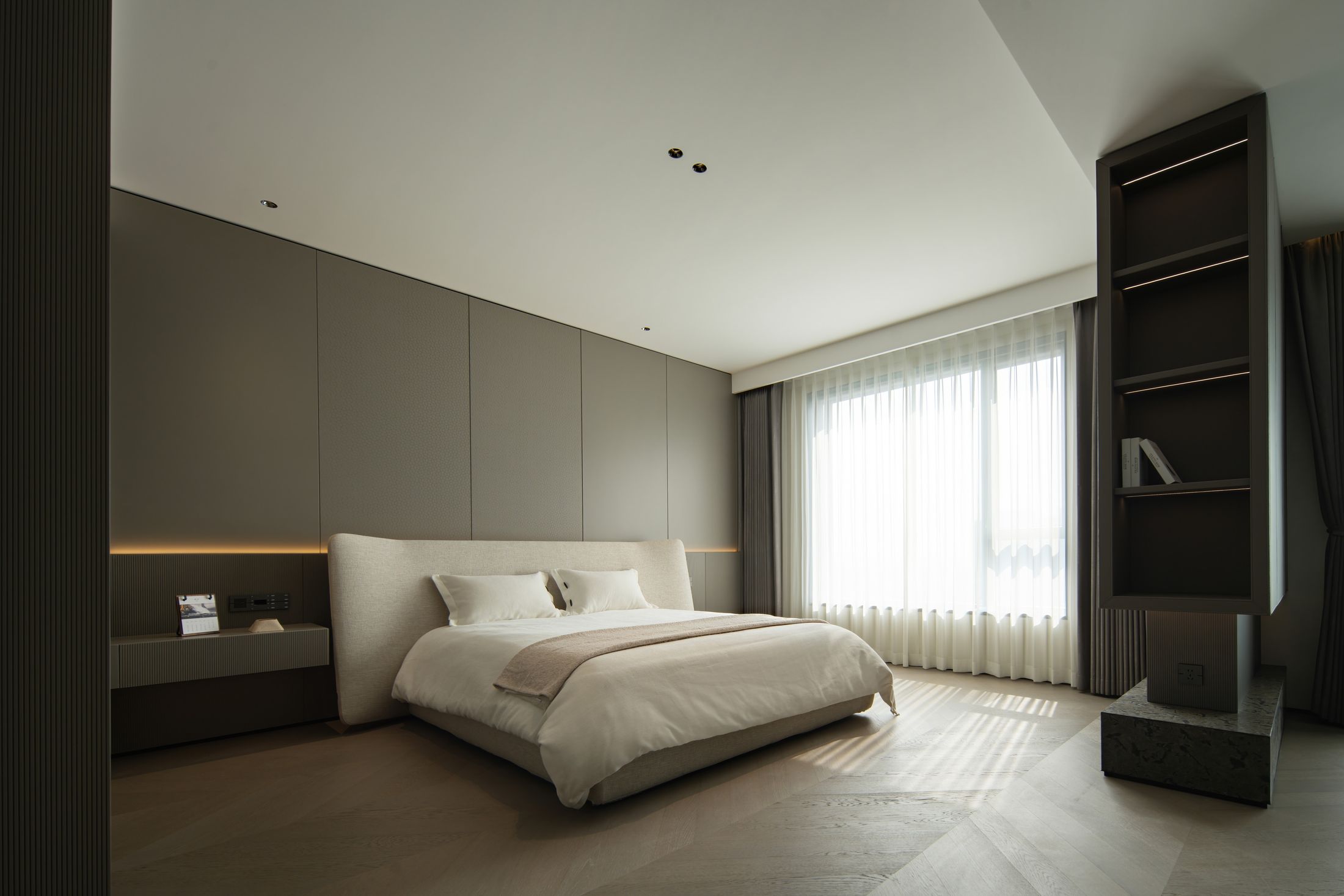 Kumiko project, Tokyo — bespoke walnut, cane and stone cabinetry by Adorn World, view 1