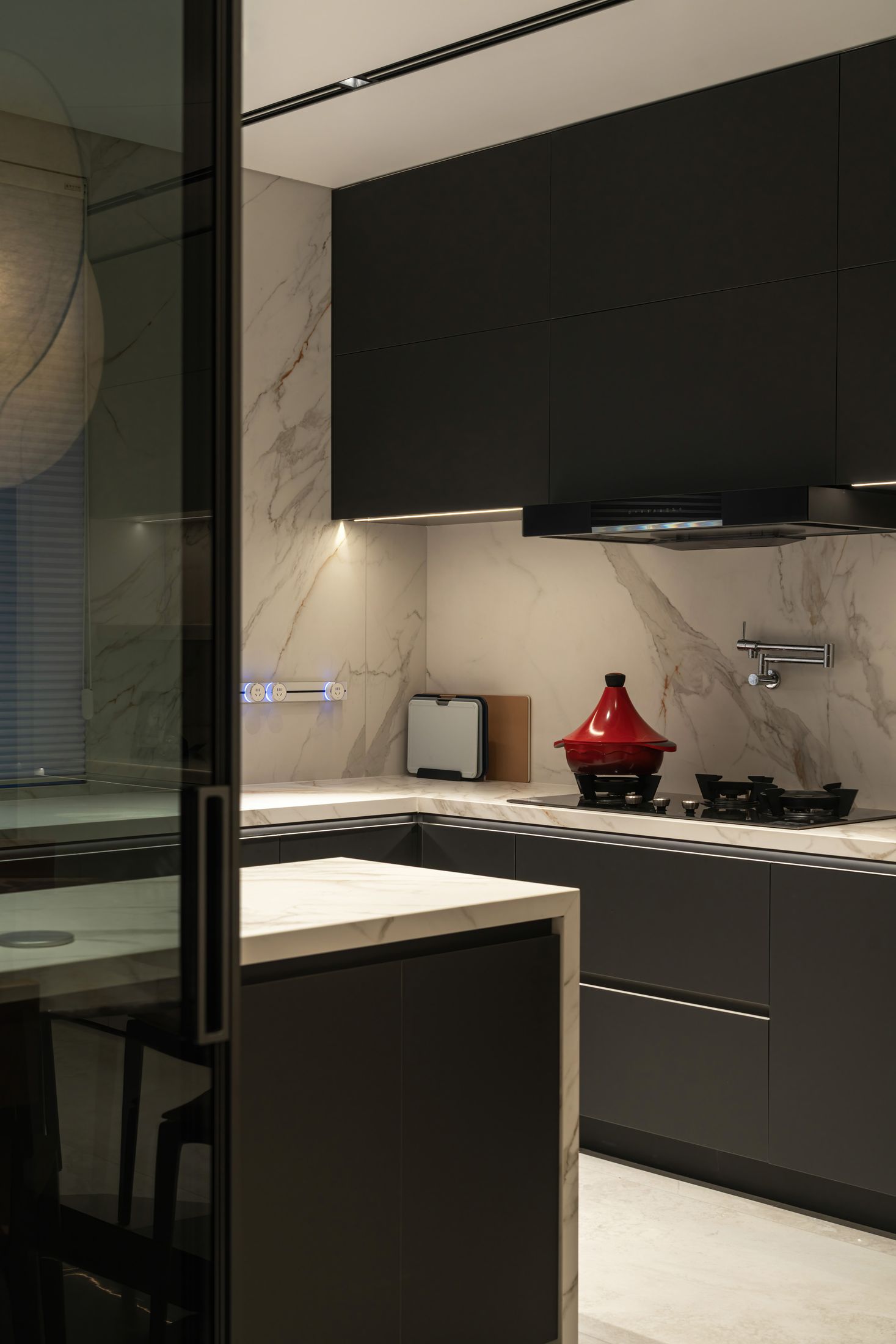 Kumiko project, Tokyo — bespoke walnut, cane and stone cabinetry by Adorn World, view 3