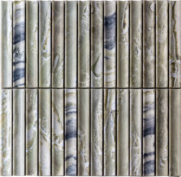 Serpentine Concave Jade Marble Tile - 305x305mm