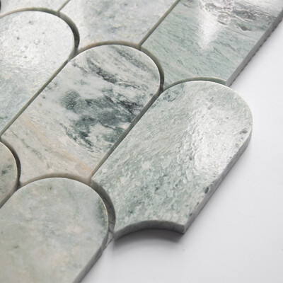 Close-up of Jade Marble Dragon Scale Tile with natural green tones