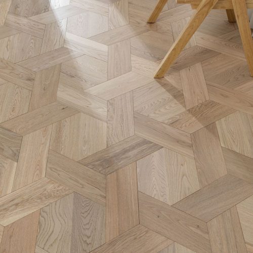 Honey Comb Luxe hexagonal oak floorboards in a luxury interior setting