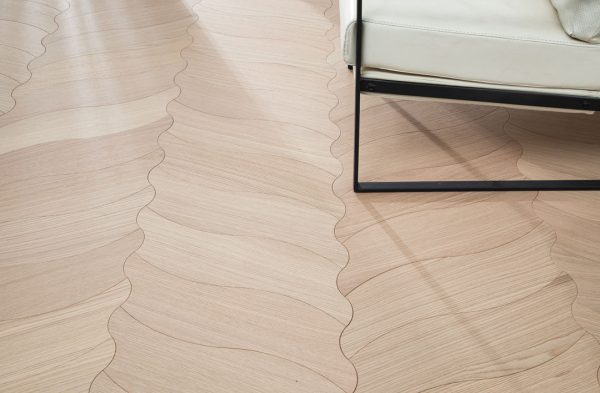 White Oak Fluid Herringbone luxury floorboard close-up, showcasing premium Australian design in fluid herringbone pattern