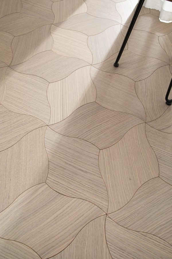 Poly Cube Oak floorboards with a geometric cube-inspired design in natural oak.