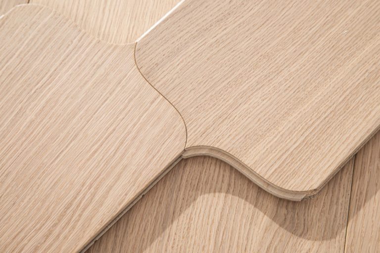 Close-up of interlocking Sculpted Square Oak Floorboard edges