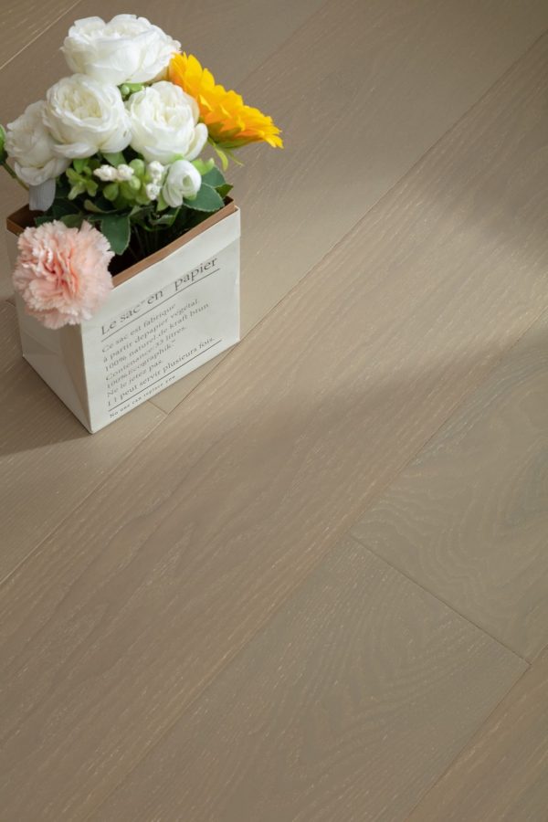 Close-up of European Honey Oak Floorboards with soft natural finish and click-lock system