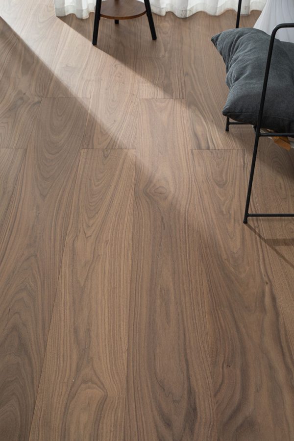 Close-up of QH9907 Walnut Floorboards with a natural walnut grain pattern.