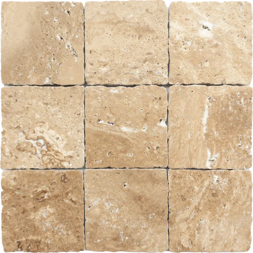 Medina Travertine Square Tile – Natural Stone Beige Tile for Elegant Flooring and Wall Designs