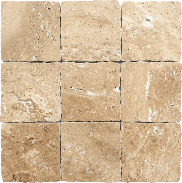 Medina Travertine Square Tile – Natural Stone Beige Tile for Elegant Flooring and Wall Designs