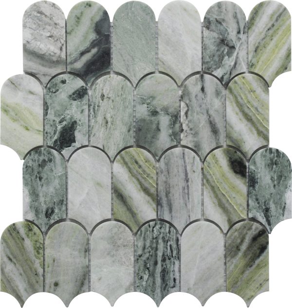 Close-up of Jade Marble Dragon Scale Tile with natural green tones